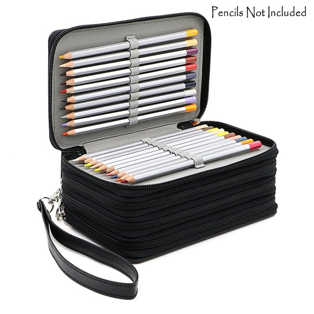 72 Holders 4 Layers Handy PU Leather School Pencils Case Large Capacity  Colored Pencil Bag For